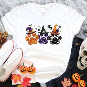 Boo Halloween Paw Prints Shirt, Funny Dog Witch Shirt, Dog Lover Shirt